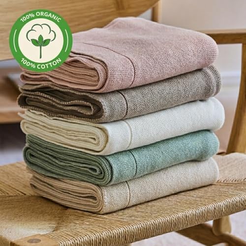 Receiving Blankets, 100% Organic Cotton Knit, Newborn Baby Swaddle | - Image 5
