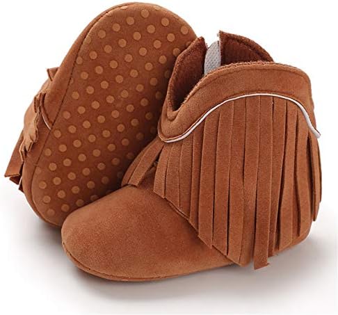 Timatego Baby Girl Cowboy Tassel Boots Side Zipper Non Slip Stay On Booties - Image 3