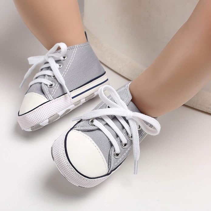 Unisex Baby Girls Boys Canvas High-top Shoes, Newborn Infant Anti-Slip Soft - Image 2