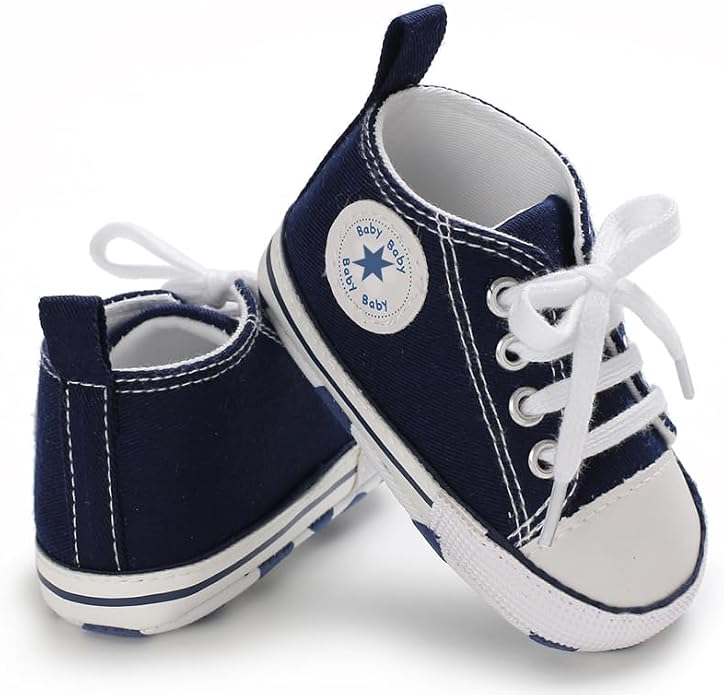 Unisex Baby Girls Boys Canvas High-top Shoes, Newborn Infant Anti-Slip Soft - Image 6