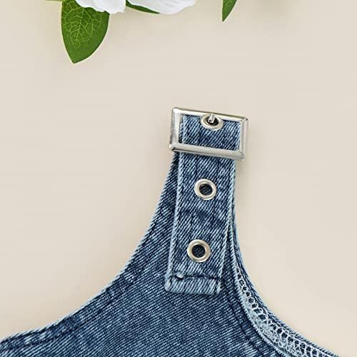 Baby Girl Denim Outfit Button Romper Jean Jumpsuit Shorts Overalls Toddler - Image 4