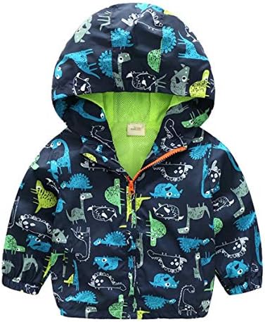 Boys' Hooded Dinosaur Jacket Windbreaker Outerwear by Banibear