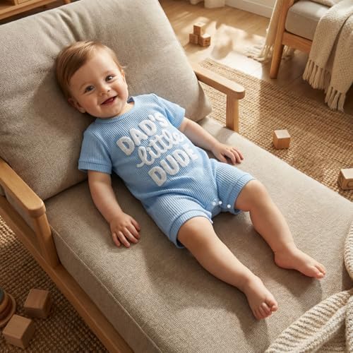 allshope Newborn Baby Boy Summer Outfit Romper Letter Embroidery Short Sleeve - Image 6