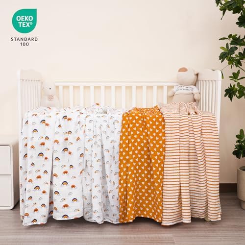 david's kids 4 Pack Baby Muslin Swaddle Blankets, 100% Cotton and Ultra Soft - Image 3