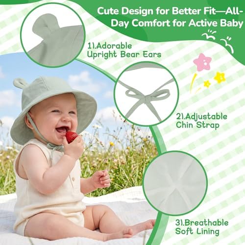 Zando Wide Brim Baby Sun Bucket Hat 0-4T UPF 50+ - Image 4