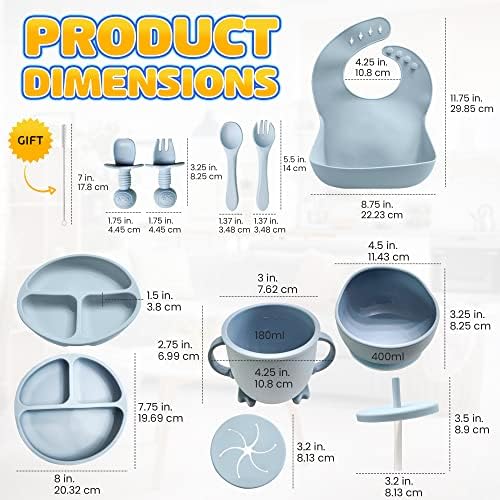 HippoBaby Baby Led Weaning Supplies | 10 Piece Silicone Baby Feeding Set | Baby - Image 3