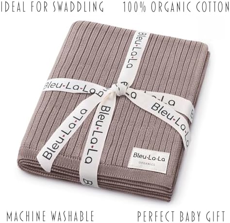 100% Organic Cotton Baby Blanket – Luxury Stretch Ribbed Knit, Breathable - Image 3