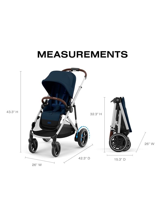 Cybex e-Gazelle S Electronic Assist Stroller – Gazelle S Single-to-Double Electric Stroller, Smart Assist, Rocking Mode, 20+ Configurations & Compact Fold, Silver Frame with Ocean Blue Seat