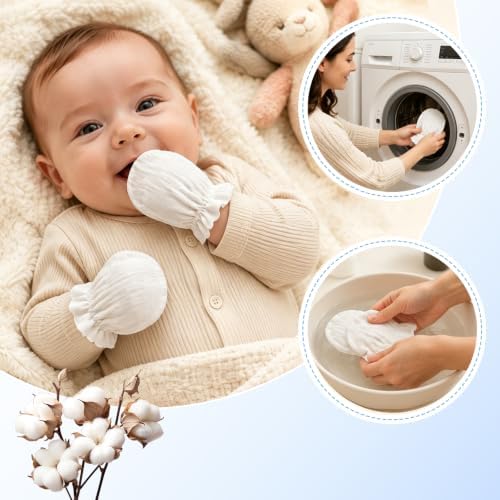 8Pack Newborn Baby Muslin Mittens No Scratch Elastic Wrist Soft Gloves Bulk - Image 5