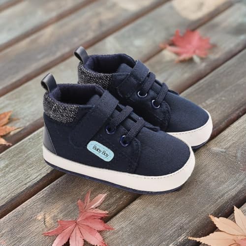 Meckior Toddler Baby Boys Girls High Tops Ankle Sneakers Soft Anti-Slip Sole PU - Image 4
