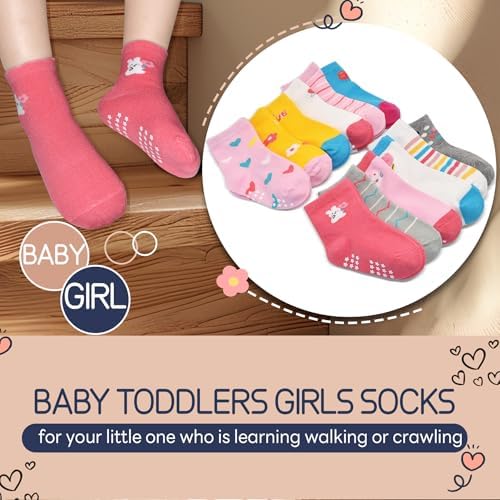 SkiBeaut Baby Toddlers Girls Socks, 12 Pairs Non Slip Kids Grips Toddler Grippy - Image 6