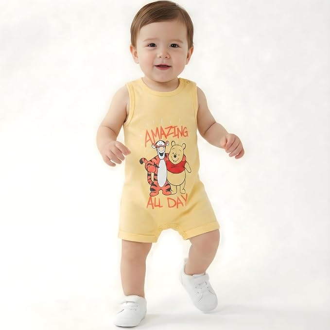 Disney Cars Pooh Mickey Stitch Baby Boys 2 Pack Romper - Image 6