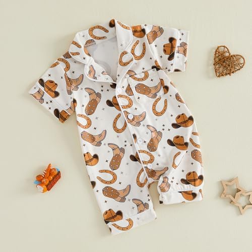 Kuriozud Baby Girl Boy Romper Pajamas Onesie Short Sleeve Button Down Pjs - Image 5