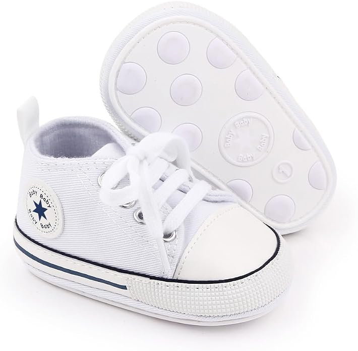Unisex Baby Girls Boys Canvas High-top Shoes, Newborn Infant Anti-Slip Soft by KKIIDDSS