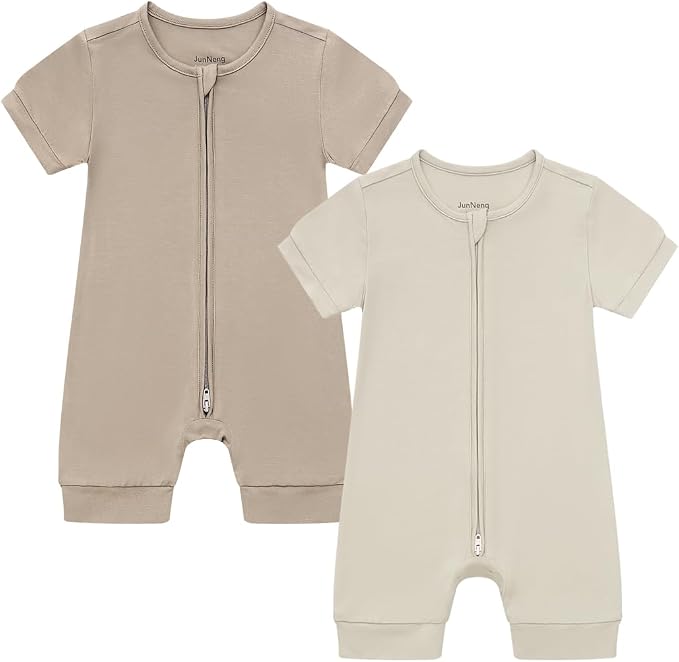 JunNeng Viscose from Bamboo Baby Sleeper, Short Sleeve Romper Jumpsuit | 2 Way by JunNeng