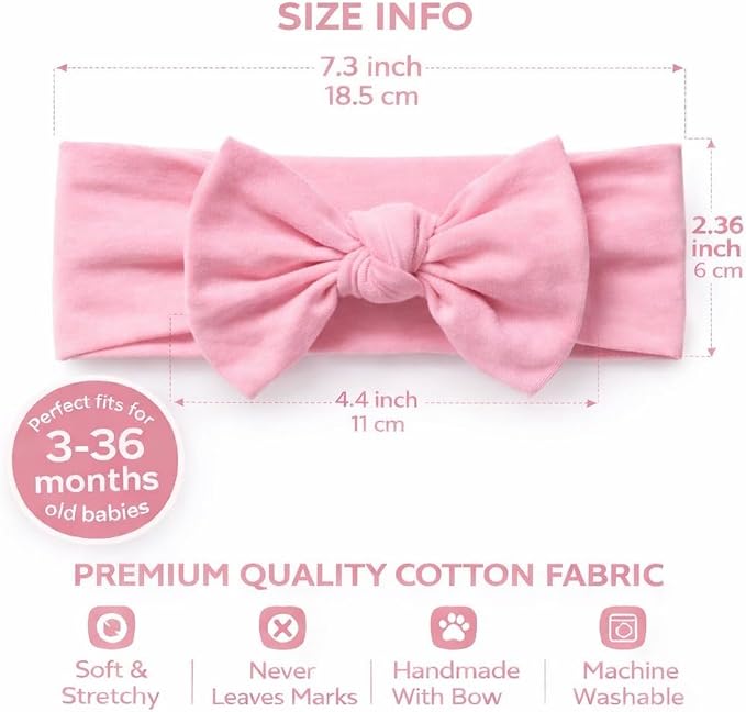 Baby Girl Headbands-Infant, Toddler Cotton Handmade Hairbands - Image 4