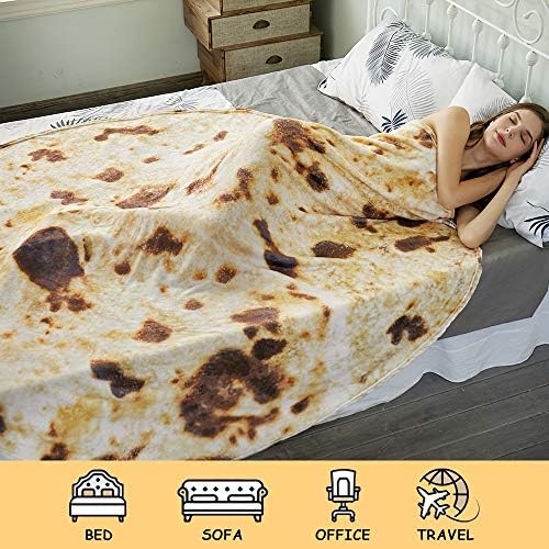 SeaRoomy 60 in Burrito Tortilla Blanket, Funny Food Throw Blanket - Image 4