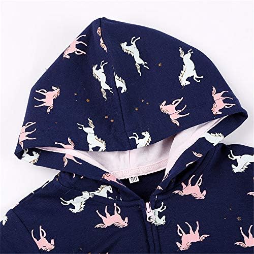 Baby Girl Zip-up Jacket Rainbow Unicorn Cotton Hoodie Sweatshirt Toddler Fall - Image 3