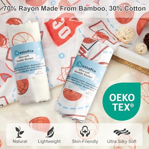 Baby Swaddle Blankets, Bamboo Muslin Receiving Blanket | 2-Pack, Lightweight & - Image 2