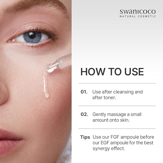 Swanicoco Pregnancy Safe EGF Pure 10 PPM Ampoule, Improve Skin Elasticity, Strengthen Skin Barrier, Lightweight Anti Aging Firming Wrinkle Serum Korean Skincare Postpartum Care 30ml 1 Fl Oz