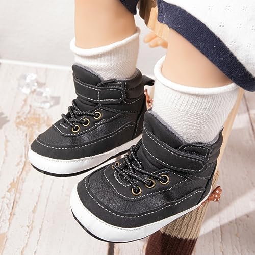 Meckior Toddler Baby Boys Girls High Tops Ankle Sneakers Soft Anti-Slip Sole PU - Image 2