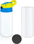 Kids Sublimation Tumbler,12oz Sublimation Water Bottle Blanks,Straight Stainless Steel Todder Sippy Cup,Double Wall Insulated Sippy Tumbler with Handle,Shrink Films,Leak Proof (Yellow)