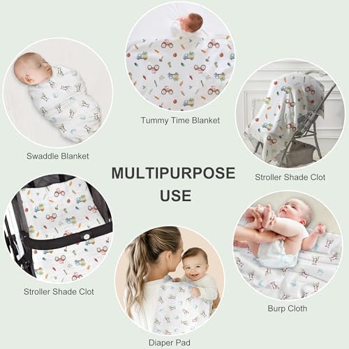 Baby Swaddle Blankets, Bamboo Muslin Receiving Blanket | 2-Pack, Lightweight & - Image 6