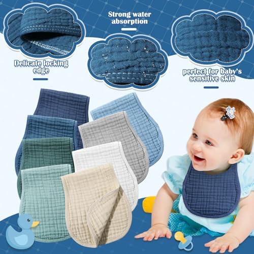 Frienda 8 Pack Muslin Burp Cloths - Image 4