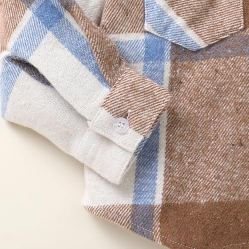 YOUNGER STAR Toddler Kids Boys Girls Flannel Hooded Plaid Shirt Button Baby Red - Image 6
