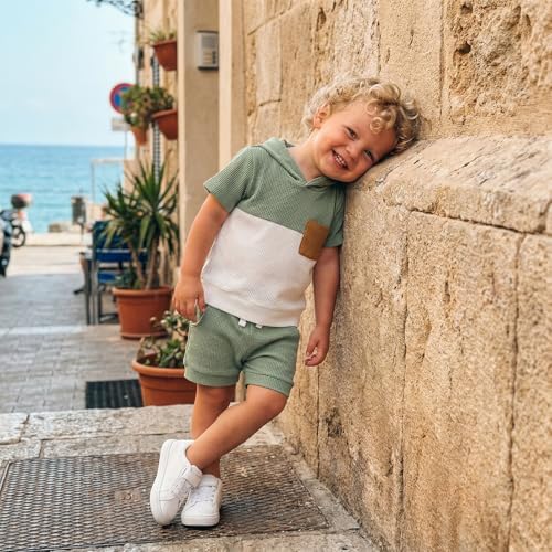 Toddler Baby Boy Hooded Dinosaur Summer Outfit Funny T-Shirt Shorts Set - Image 3
