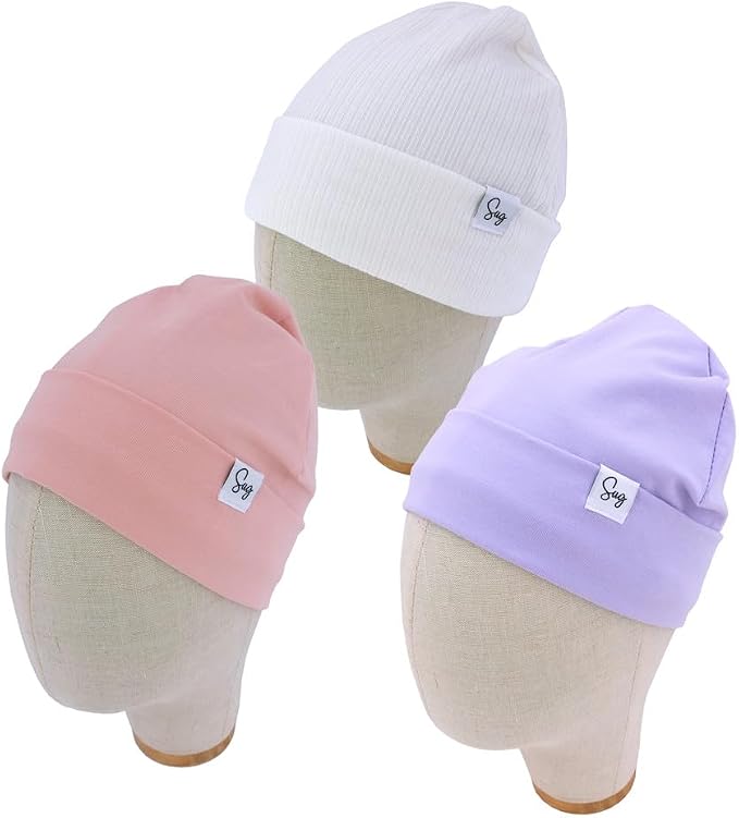 Jersey Beanie Hat for Newborn Baby Boys Girls Silky Satin Lined Hats Bonnet - Image 2