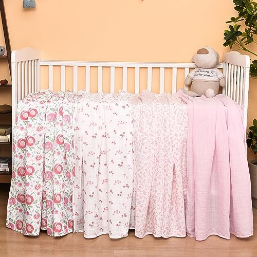 david's kids 4 Pack Baby Muslin Swaddle Blankets, 100% Cotton and Ultra Soft - Image 3