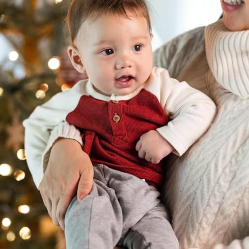 Burt's Bees Baby Boys Shirt and Pant Set, Long Sleeve Top & Bottom Outfit Bundle - Image 3