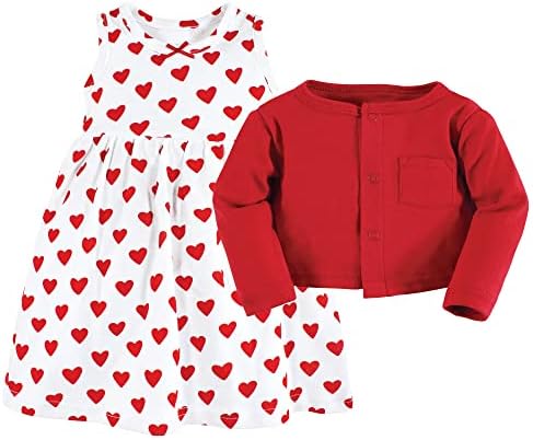 Hudson Baby Infant and Toddler Girls Cotton Dress and Cardigan Set - Image 3