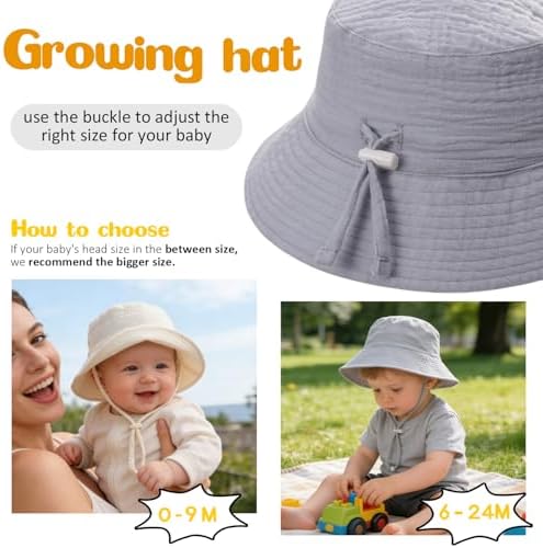 Baby Sun Hat Infant Toddler Summer Cotton Yarn Beach Bucket Hat - Image 5