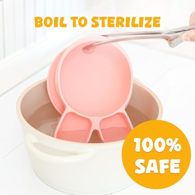 Baby Plates with Suction - Self-Feeding Tools for Baby - Made in Korea - Suction Plates Feeding Essentials - Ideal Baby Food Plates - Perfect Design for Toddlers (Purple, Rabbit)