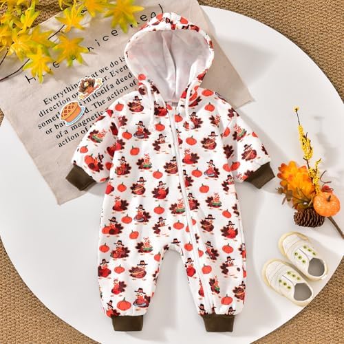 Unutiylo Unisex Baby Boys Girls Long Sleeve Infant Baby Zipper Hooded Jumpsuits - Image 3