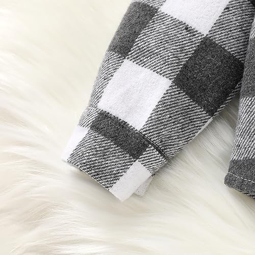 YOUNGER STAR Toddler Kids Boys Girls Flannel Hooded Plaid Shirt Button Baby Red - Image 6