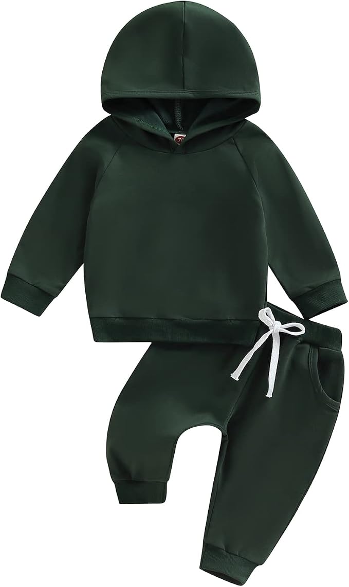 Thorn Tree Infant Baby Boys Pants Set Hooded Solid Sweatshirt Top Pocket by ThornTree