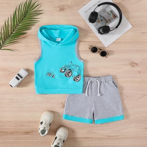 SANMIO Toddler Boy Clothes Summer Outfits Hoodie Tank Tops and Shorts Set - Image 7
