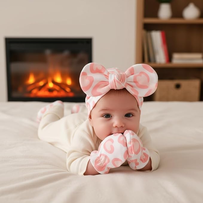 LIDHAY 4PCS Newborn Baby Hospital Hats Beanie Bow Infant Caps Cotton Preemie - Image 5