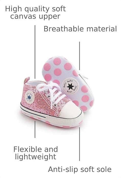 Unisex Baby Girls Boys Canvas High-top Shoes, Newborn Infant Anti-Slip Soft - Image 3