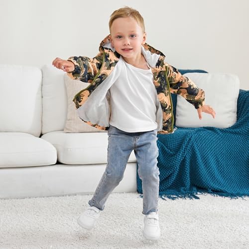 Boys' Hooded Dinosaur Jacket Windbreaker Outerwear - Image 4