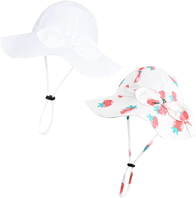Baby Girl Sun Hat with UPF 50+ Outdoor Adjustable Beach Hat with Wide Brim by DANMY
