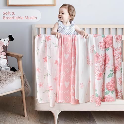 Baby Swaddle Blankets, Bamboo Muslin Receiving Blanket | 4-Pack, Lightweight & - Image 2