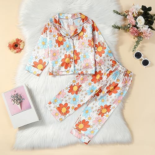 Kids Baby Girl Boy Satin Pajamas Set Button Down Sleep Shirt Top+Long Pants - Image 3