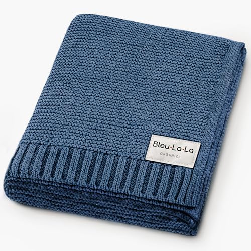 100% Organic Cotton Heritage Knit Textured Baby Quilt Blanket by BleuLaLa