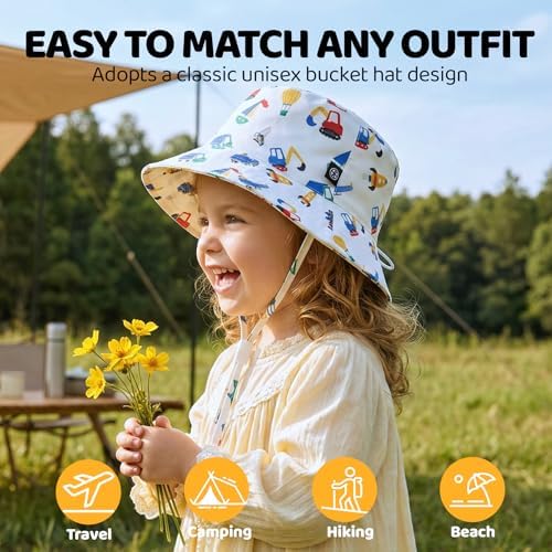 Toddler Bucket Hats UPF 50+ Baby Sun Hat Adjustable Kids Sun Protection Summer - Image 5