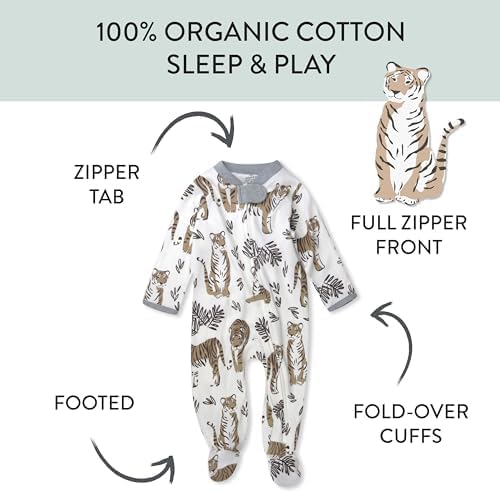 HonestBaby Baby Boys' Sleep & Play Footed One-piece Pajama Sleeper 100% Organic - Image 2
