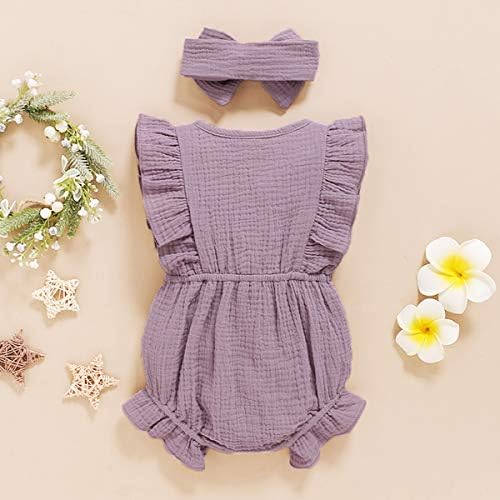 YOUNGER TREE Toddler Baby Girl Ruffled Sleeveless Romper Casual Summer Jumpsuit - Image 3